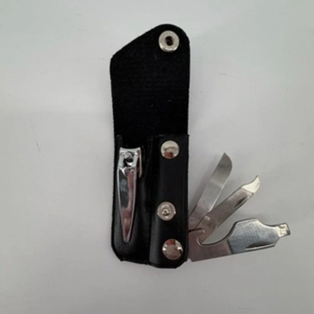 Vintage Style Black Leatherette Manicure Multi-Tool Pocket Set Travel Grooming
